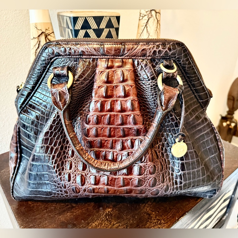 Brahmin Croc Leather Handbag Brahim refurbished. Clean outside & ink inside